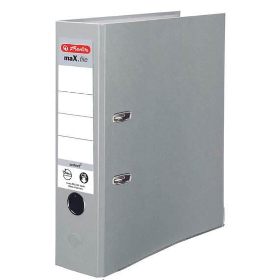 Herlitz 5480900 Ordner maX.file protect A4 (8 cm mit Einsteckrückenschild), grau, 1 Stück