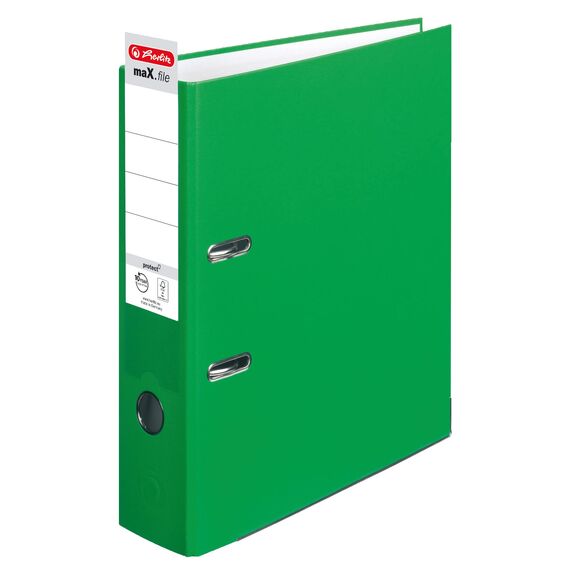 Herlitz Ordner maX.file protect A4 8cm PP-Kunststoffbezug/Papier hellgr.besch. (hellgrün, 8cm | 20er Pack)