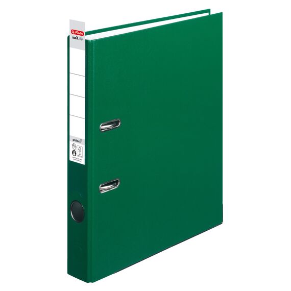 Herlitz 5450507 Ordner maX.file protect (A4, 5 cm, mit Einsteckrückenschild), grün, 1 Stück