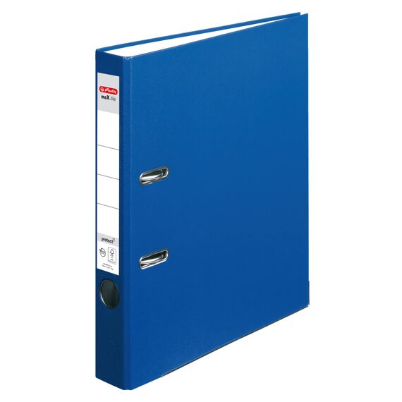 Herlitz Ordner maX.file protect A4 5cm PP-Kunststoffbezug/Papier hellgr.besch. (blau, 5cm | 5er Pack)