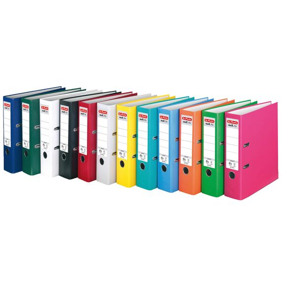 Herlitz Ordner maX.file protect A4 8cm PP-Kunststoffbezug/Papier hellgr.besch. (orange, 8cm | 20er Pack)