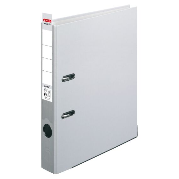 Herlitz 5450903 Ordner maX.file protect (A4, 5 cm, mit Einsteckrückenschild) grau, 1 Stück