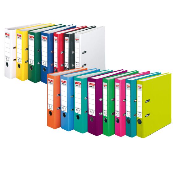 Herlitz Ordner maX.file protect A4 (8 cm mit Einsteckrückenschild) (neon-grün, 8cm | 10er Pack)