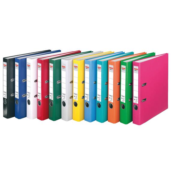 Herlitz Ordner maX.file protect A4 5cm PP-Kunststoffbezug/Papier hellgr.besch. (gelb, 5cm | 5er Pack)