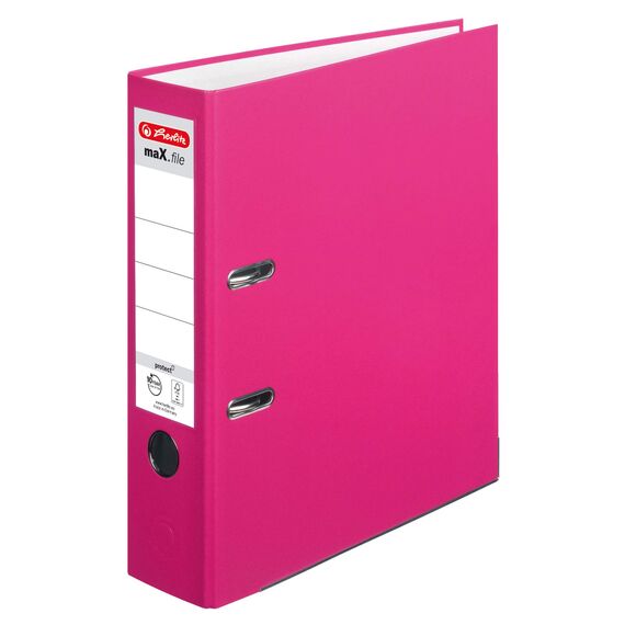 5 Stück Herlitz Ordner maX.file protect A4 8cm PP-Kunststoffbezug/Papier hellgr.besch. [ Pastellfarben Sortierung ] 5 Farben | Fuchsia, Babyblau, Tourquise, Orange Light und Maigrün strahlend