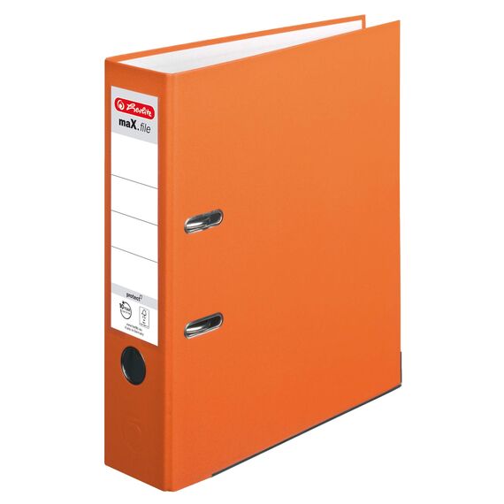 Herlitz Ordner maX.file protect A4 8cm PP-Kunststoffbezug/Papier hellgr.besch. (orange, 8cm | 20er Pack)