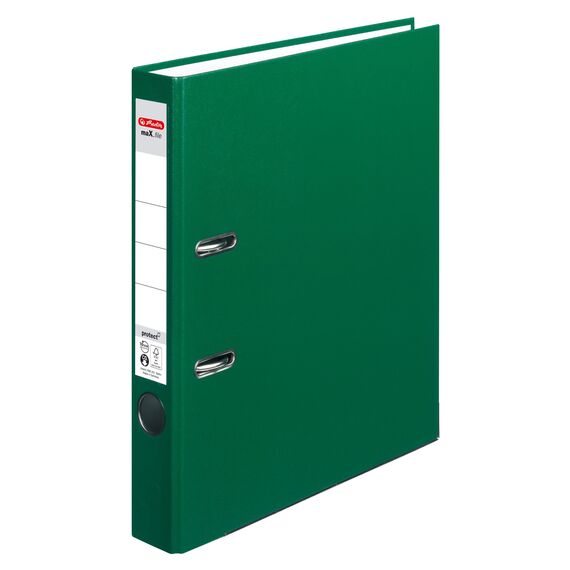 Herlitz 5450507 Ordner maX.file protect (A4, 5 cm, mit Einsteckrückenschild), grün, 1 Stück