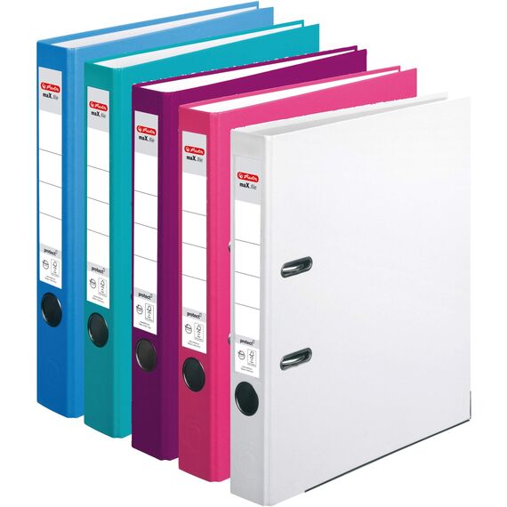 Herlitz 9942681 Ordner maX.file protect A4 8cm PP-Kunststoffbezug/Papier (Zusatzfarben, 5cm | 5er Pack)