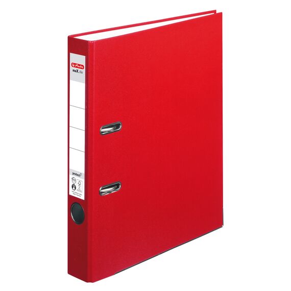Herlitz 5450309 Ordner maX.file protect A4 (5 cm mit Einsteckrückenschild) rot, 1 Stück