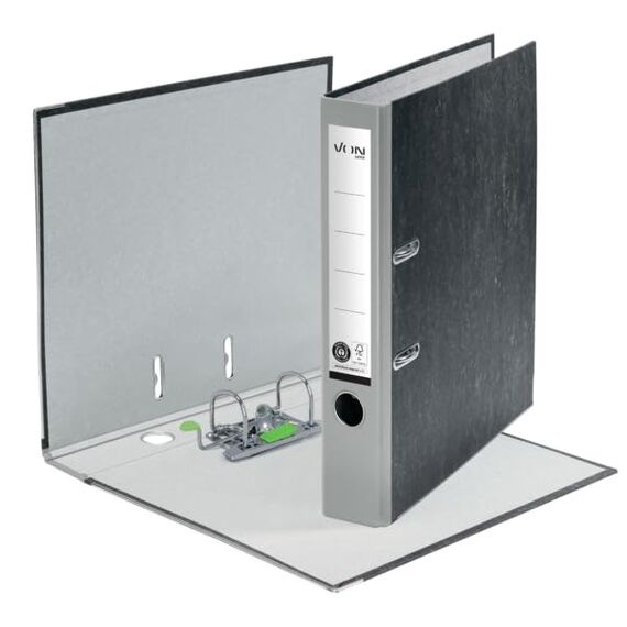 VON Leitz Ordner A4, 25er Pack, 100 % Recyclingpapier, 50 mm Rückenbreite, Für 350 Blatt, Blauer Engel & FSC-zertifiziert, Für Schule, Studium & Zuhause, Grau, 10540085