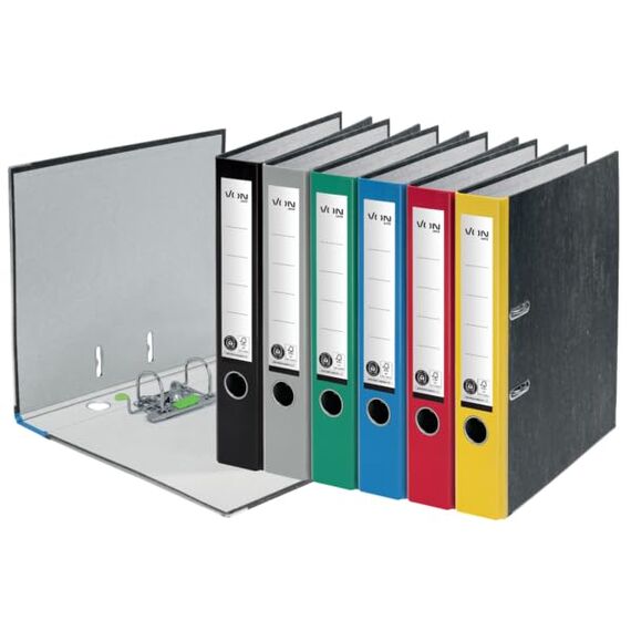 VON Leitz Ordner A4, 25er Pack, 100 % Recyclingpapier, 50 mm Rückenbreite, Für 350 Blatt, Blauer Engel & FSC-zertifiziert, Für Schule, Studium & Zuhause, Gelb, 10540015