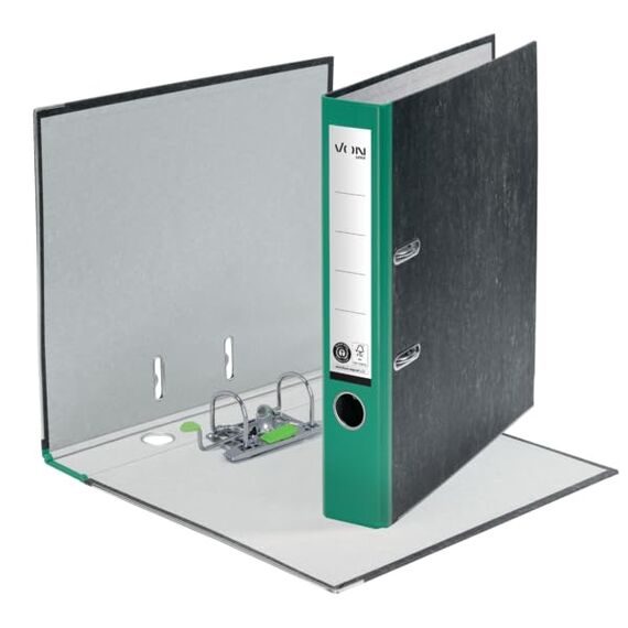 VON Leitz Ordner A4, 25er Pack, 100 % Recyclingpapier, 50 mm Rückenbreite, Für 350 Blatt, Blauer Engel & FSC-zertifiziert, Für Schule, Studium & Zuhause, Grün, 10540055