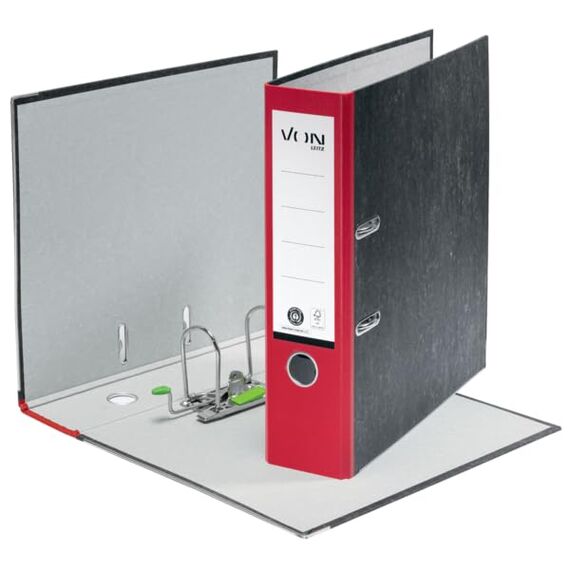 VON Leitz Ordner A4, 20er Pack, 100 % Recyclingpapier, 80 mm Rückenbreite, Für 600 Blatt, Blauer Engel & FSC-zertifiziert, Für Schule, Studium & Zuhause, Rot, 10530025
