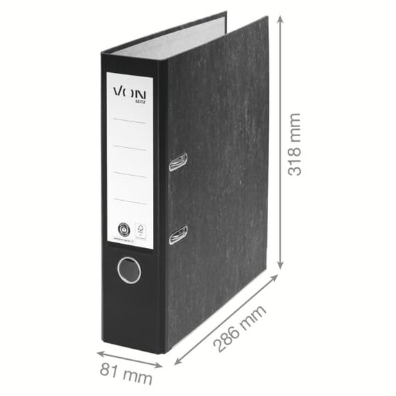 VON Leitz Ordner A4, 20er Pack, 100 % Recyclingpapier, 80 mm Rückenbreite, Für 600 Blatt, Blauer Engel & FSC-zertifiziert, Für Schule, Studium & Zuhause, Rot, 10530025