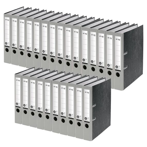 VON Leitz Ordner A4, 25er Pack, 100 % Recyclingpapier, 50 mm Rückenbreite, Für 350 Blatt, Blauer Engel & FSC-zertifiziert, Für Schule, Studium & Zuhause, Grau, 10540085