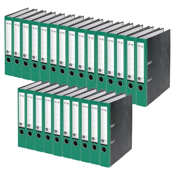 VON Leitz Ordner A4, 25er Pack, 100 % Recyclingpapier, 50 mm Rückenbreite, Für 350 Blatt, Blauer Engel & FSC-zertifiziert, Für Schule, Studium & Zuhause, Grün, 10540055