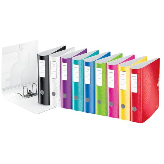 Leitz Qualitäts-Ordner 180° Active WOW, 10er Pack, A4, Breit, Abgerundeter Rücken, 8,2 cm breit, Gummibandverschluss, Leichtes Polyfoam, Plastik-Ordner, WOW Serie, Farblich sortiert, 11060099