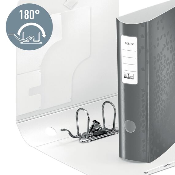 Leitz Qualitäts-Ordner 180° Active WOW, 10er Pack, A4, Breit, abgerundeter Rücken, 8,2 cm breit, Gummibandverschluss, mit Innentaschen, WOW Serie, grün 11060054