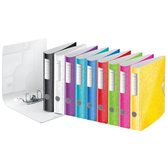 Leitz Qualitäts-Ordner 180° Active WOW, A4, Schmal, abgerundeter Rücken, 6,5 cm breit, Gummibandverschluss, wasser- und schmutzabweisendes Polyfoam, mit Innentaschen, WOW Serie, Rot, 11070026