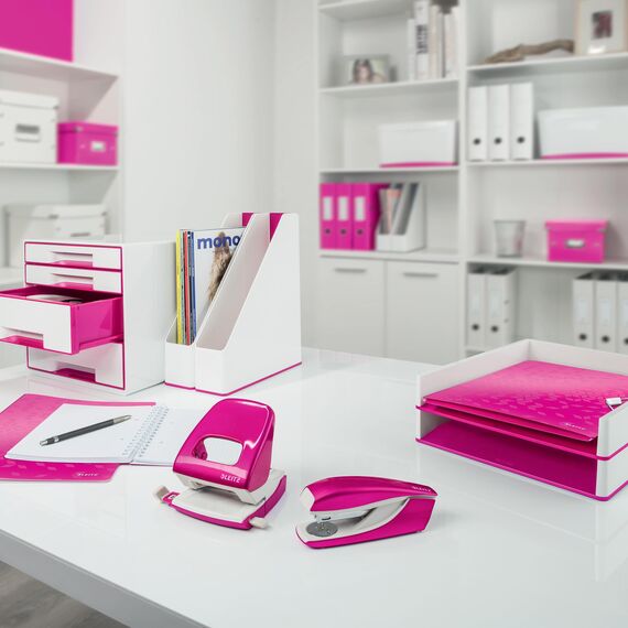 Leitz Qualitäts-Ordner 180° Active WOW, 5er Pack, A4, Breit, Abgerundeter Rücken, 8,2 cm breit, Gummibandverschluss, Leichtes Polyfoam, Plastik-Ordner, WOW Serie, Pink, 11060023