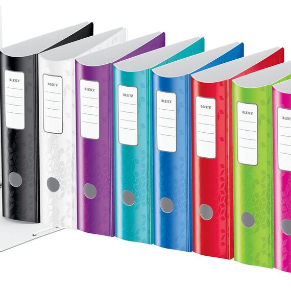 Leitz Qualitäts-Ordner 180° Active WOW, 5er Pack, A4, Breit, Abgerundeter Rücken, 8,2 cm breit, Gummibandverschluss, Leichtes Polyfoam, Plastik-Ordner, WOW Serie, Weiß, 11060001