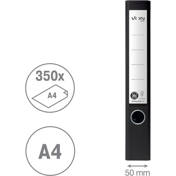VON Leitz Ordner Set je 5 Stück in schwarz und blau, A4, 100% Recycling-Karton, Für 350 Blatt, 50 mm Rückenbreite, Klassisch marmoriert, Blauer Engel & FSC-zertifiziert