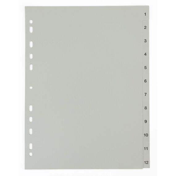 5er Set 12-teiliges Register/Trennblätter aus PP, DIN A4 mit Zahlen 1-12, volldeckend + praktischem Deckblatt aus stabilem Papier zum Beschriften. Trenn-Blätter für die Ordner-Organisation im Büro