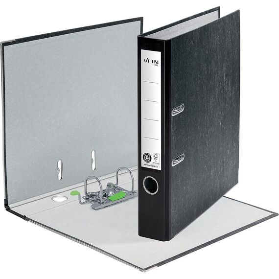 VON Leitz Ordner Set je 5 Stück in schwarz und blau, A4, 100% Recycling-Karton, Für 350 Blatt, 50 mm Rückenbreite, Klassisch marmoriert, Blauer Engel & FSC-zertifiziert