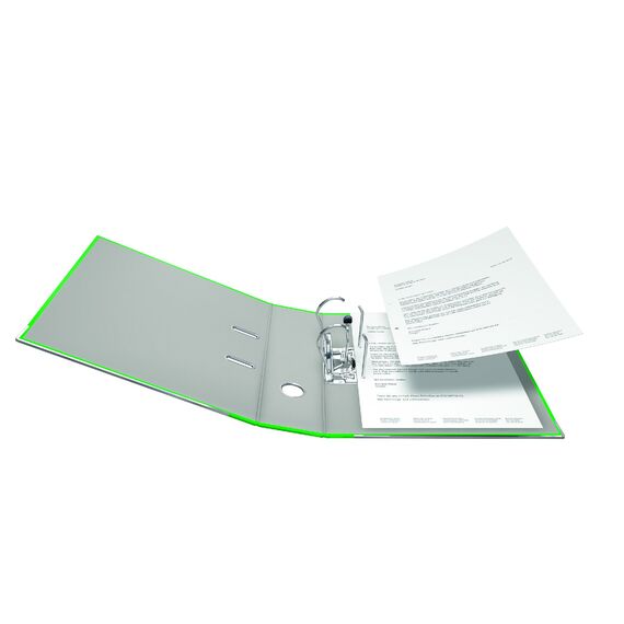 Original Falken 5er Pack PP-Color Kunststoff-Ordner. Made in Germany. 8 cm breit DIN A4 Pastell-Farbe hellgrün Vegan Ringordner Aktenordner Briefordner Büroordner Plastikordner Schlitzordner