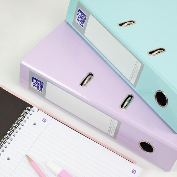 Oxford Premium Akten-Ordner A4, pastell, 8 cm breit, Kunststoff Ordner, 3 Farben, 3 Stück