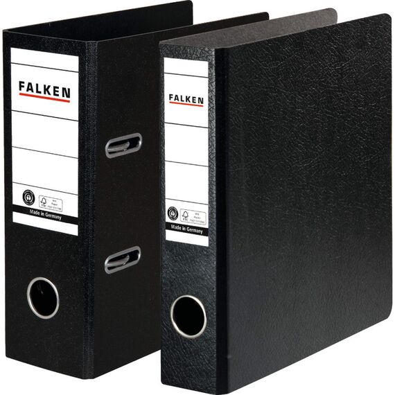 Original Falken Ordner Sonderformat Hartpappe. Made in Germany. 5 cm schmal DIN A5 hoch schwarz Rezepte Ringordner Aktenordner Briefordner Büroordner Pappordner Schlitzordner Blauer Engel