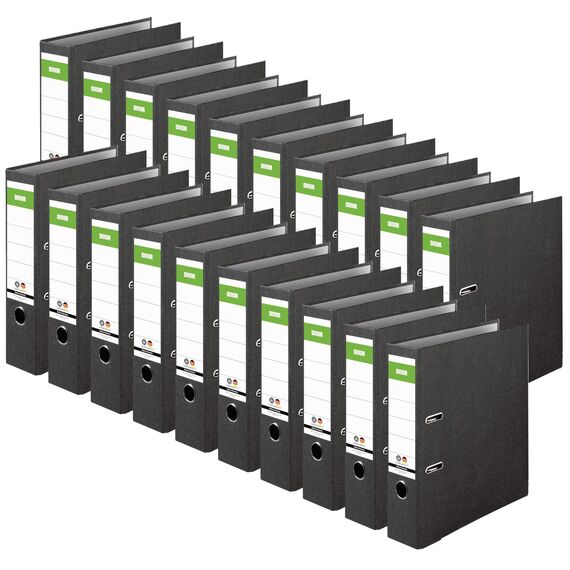 Original DINOR Ordner-Wolkenmarmor-Recycling - Made in Germany. 8 cm breit DIN A4 schwarz Aktenordner Briefordner Büroordner Pappordner Blauer Engel (8cm breit | 20er Pack)