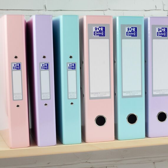 Oxford Premium Akten-Ordner A4, pastell, 8 cm breit, Kunststoff Ordner, 3 Farben, 3 Stück