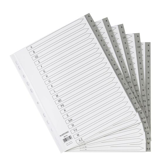 5er Set XXL 20-teiliges Register/Trennblätter extra breit aus PP DIN A4+ mit Buchstaben A-Z, volldeckend + praktischem Deckblatt aus Papier. Trenn-Blätter überbreit für die Ordner-Organisation im Büro