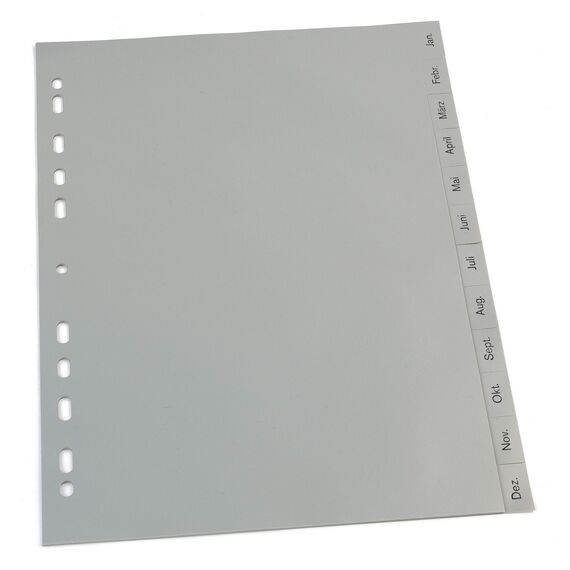 5er Set 12-teiliges Register/Trennblätter aus PP für DIN A4 mit Monaten Jan-Dez + praktischem Deckblatt aus stabilem Papier zum Beschriften. Trenn-Blätter für die Ordner-Organisation im Büro.