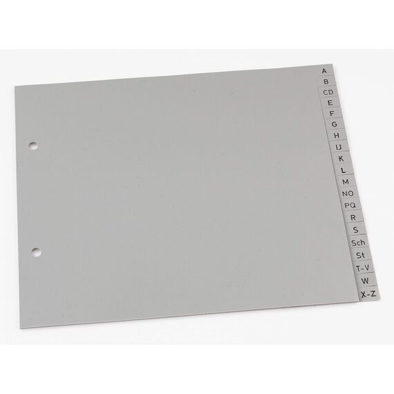 5er Set 20-teiliges Register/Trennblätter aus PP Kunststoff für DIN A4 halbe Höhe mit Buchstaben A-Z, grau Trenn-Blätter für die Ordner-Organisation im Büro.