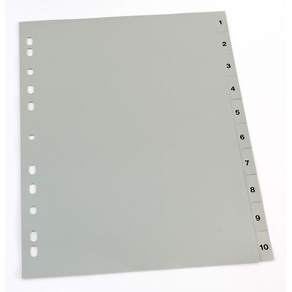 5er Set 10-teiliges Register/Trennblätter aus PP, DIN A4 mit Zahlen 1-10, volldeckend + praktischem Deckblatt aus stabilem Papier zum Beschriften. Trenn-Blätter für die Ordner-Organisation im Büro