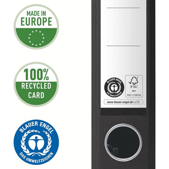 VON Leitz 5er Pack Ordner A4, 100 % Recyclingkarton, 50 mm Rückenbreite, Für 350 Blatt, Marmoriert, Blauer Engel & FSC-zertifiziert, Für Schule, Studium & Haushalt, Rot, 10541025