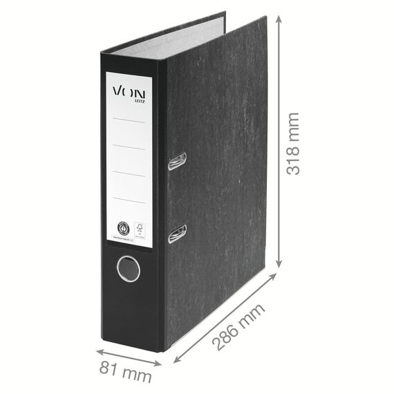 VON Leitz 5er Pack Ordner A4, 100 % Recyclingkarton, 80 mm Rückenbreite, Für 600 Blatt, Marmoriert, Blauer Engel & FSC-zertifiziert, Für Schule, Studium & Haushalt, Blau, 10531035