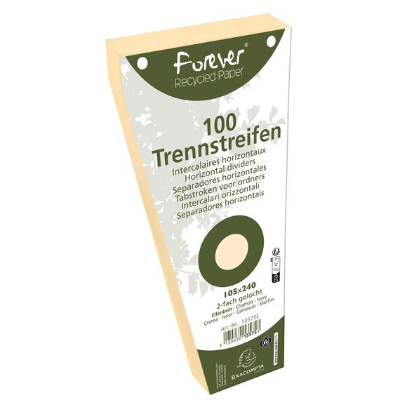 Exacompta - Ref. 13575E – Karton mit 6 Packungen mit je 100 Stück Trapezregister, einfarbig, perforiert, 105 x 240 mm, Blase