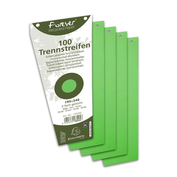 Exacompta 13545B 100er Pack Karton-Trennstreifen. Trapezform grün. Für eine übersichtliche Anblage Ihrer Dokumente. Trennlaschen Trennblätter Ordner Register Blauer Engel