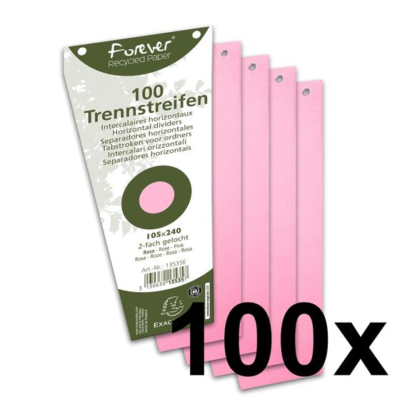 Exacompta 13535B 100er Pack Karton-Trennstreifen. Trapezform rosa. Für eine übersichtliche Anblage Ihrer Dokumente. Trennlaschen Trennblätter Ordner Register Blauer Engel