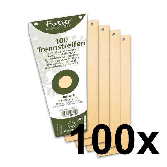 Exacompta 13575B 100er Pack Karton-Trennstreifen. Trapezform chamois. Für eine übersichtliche Anblage Ihrer Dokumente. Trennlaschen Trennblätter Ordner Register Blauer Engel