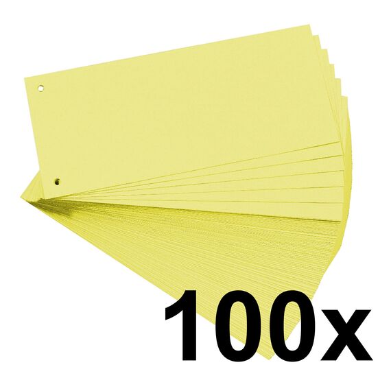 Exacompta 13425B 100er Pack Karton-Trennstreifen. 10,5 x 24 cm gelb. Für eine übersichtliche Anblage Ihrer Dokumente. Trennlaschen Trennblätter Ordner Register Blauer Engel
