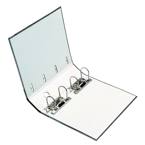 Original Falken Recycling-Doppelordner Wolkenmarmor. Made in Germany. 7 cm breit schwarz für 2x DIN A5 quer Ablage mit geklebtem Rückenschild Kontoauszug-Ordner Ringordner Blauer Engel