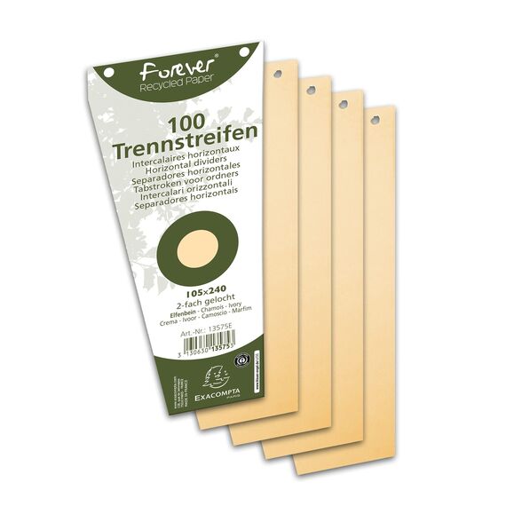 Exacompta 13575B 100er Pack Karton-Trennstreifen. Trapezform chamois. Für eine übersichtliche Anblage Ihrer Dokumente. Trennlaschen Trennblätter Ordner Register Blauer Engel