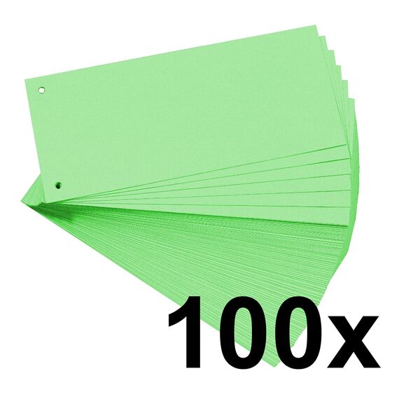 Exacompta 13445B 100er Pack Karton-Trennstreifen. 10,5 x 24 cm grün. Für eine übersichtliche Anblage Ihrer Dokumente. Trennlaschen Trennblätter Ordner Register Blauer Engel