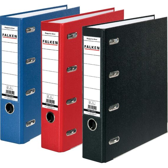 Original Falken PP Kunststoff-Doppelordner. Made in Germany. 7 cm breit für 2x DIN A5 quer Ablage mit Wechselfenster Kontoauszug-Ordner Ringordner (Kunststoffordner, schwarz, 2er Pack)