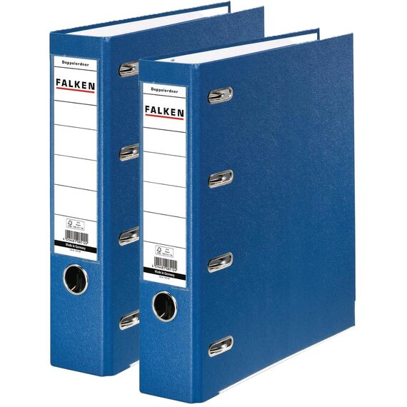Original Falken PP Kunststoff-Doppelordner. Made in Germany. 7 cm breit für 2x DIN A5 quer Ablage mit Wechselfenster Kontoauszug-Ordner Ringordner (Kunststoffordner, blau, 2er Pack)