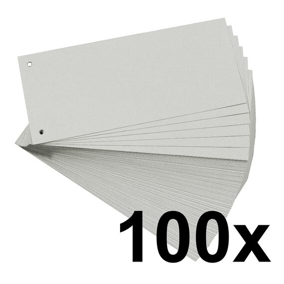 Exacompta 13385B 100er Pack Premium Karton-Trennstreifen. 10,5 x 24 cm grau. Für eine übersichtliche Anblage Ihrer Dokumente. Trennlaschen Trennblätter Ordner Register
